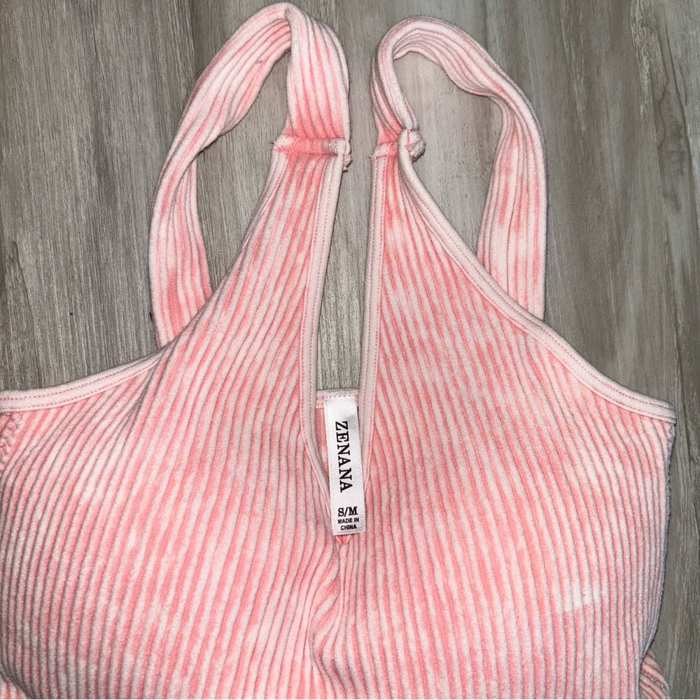 ZENANA washed cropped bra padded tank Top - Picture 2 of 4